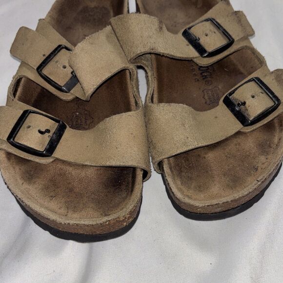 Birkenstock Arizona Stone Birkibuc Natural Leather Men's Women's Sandals EU 36 - Picture 3 of 12